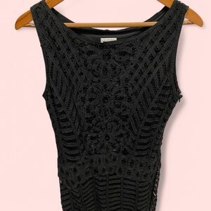 Cute Y2K cage black lace lined midi dress stretchy sequin whimsigoth magic